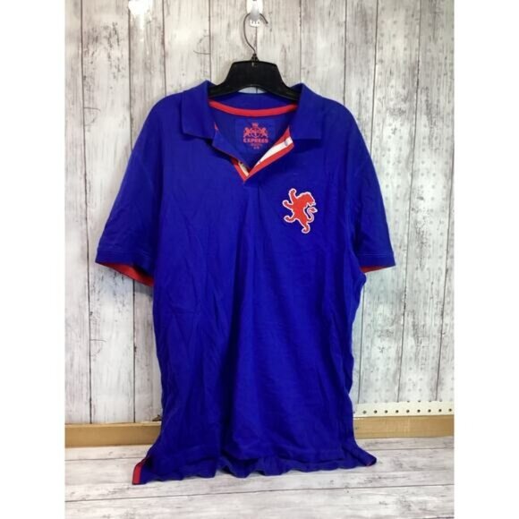 Preppy Streetwear Coquette Utility EXPRESS Polo Shirt Short Sleeve XL Blue - Picture 1 of 5
